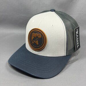 Kamel Bass Fishing Snapback Hat Navy Trucker Western Farmer Leather Rancher Mens